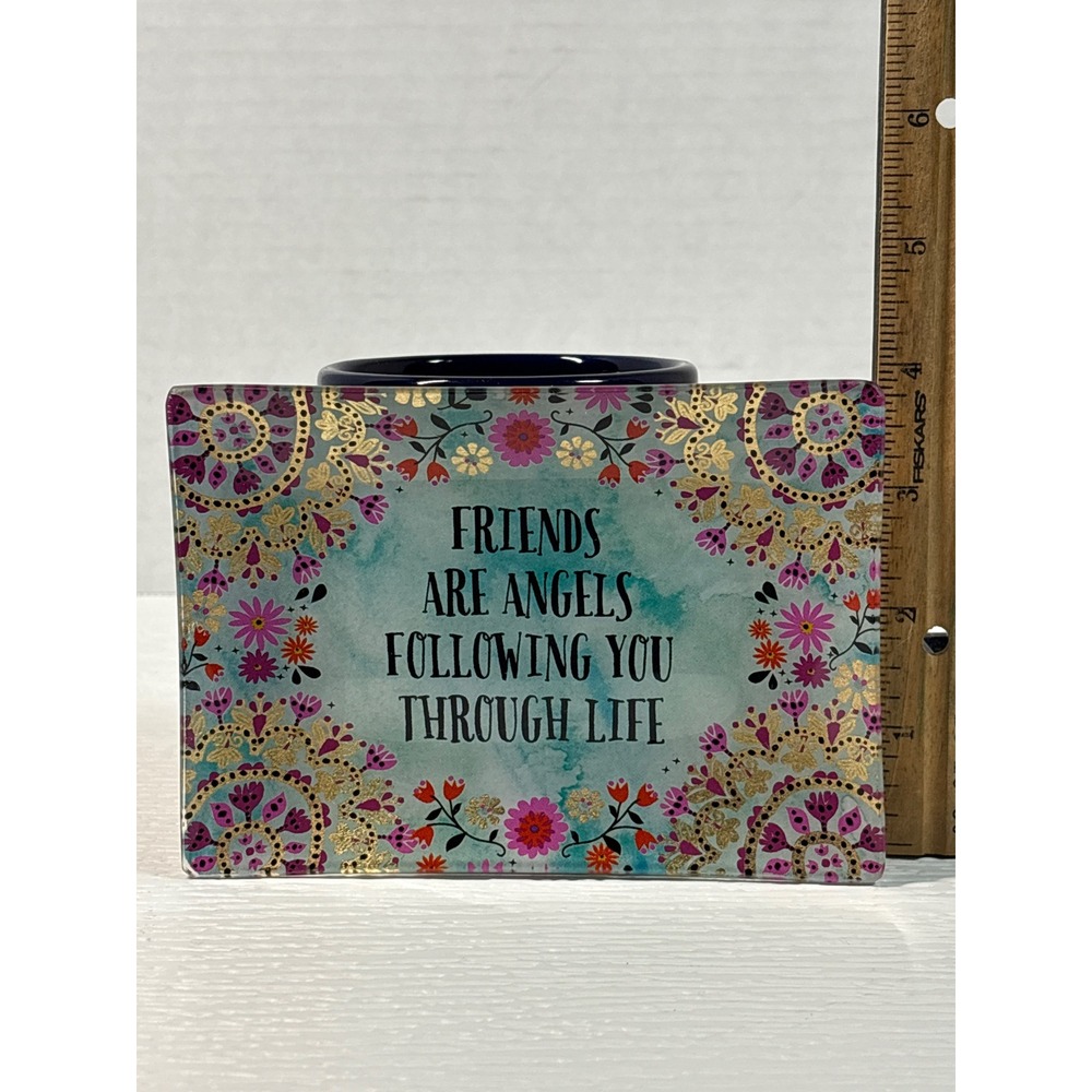 Natural Life Friends Are Angels Glass Trinket Dish Gold Foil Boho Tray S0162